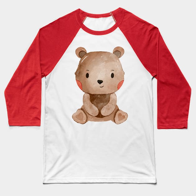 Cute Valentines Day Teddy Bear Baseball T-Shirt by MutchiDesign